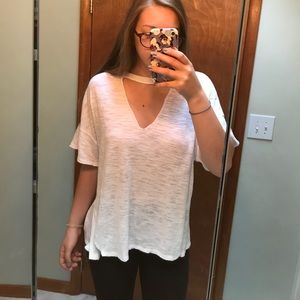 Free people oversized Tshirt top NWT cut out vneck